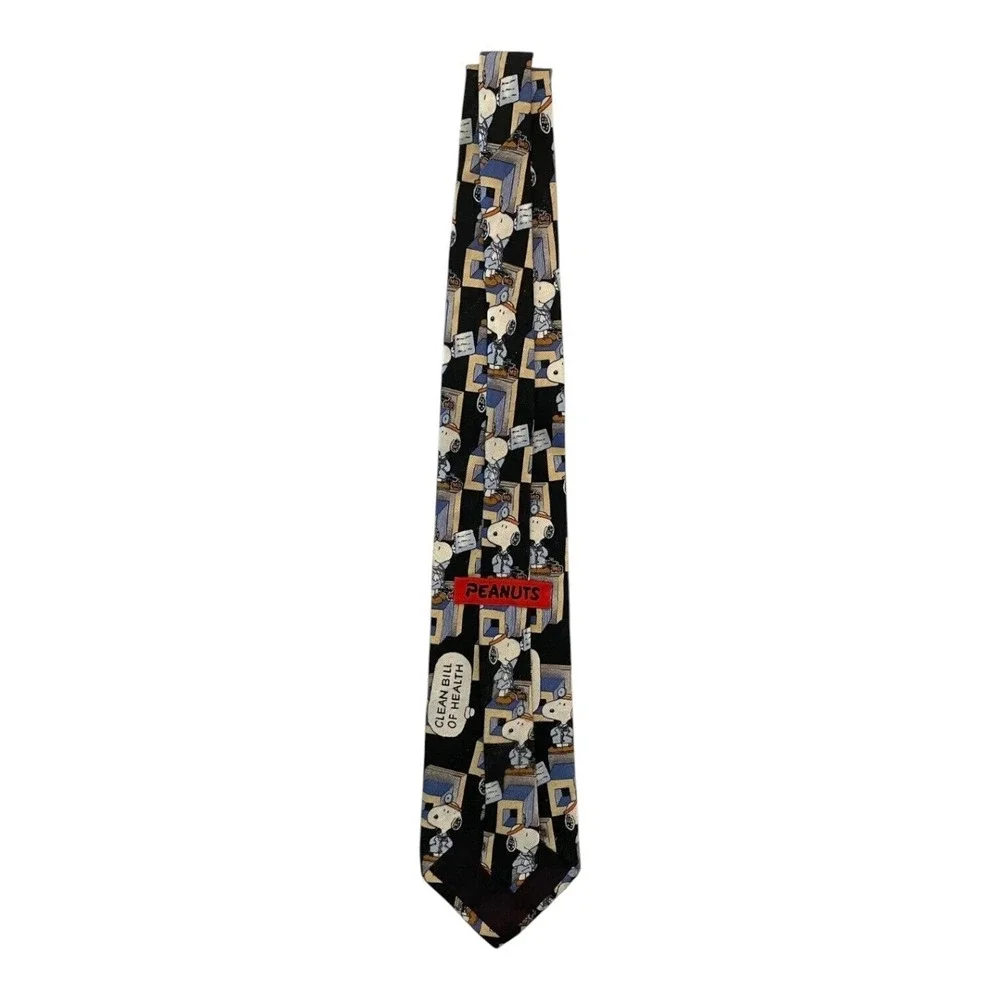 Peanuts United Feature Syndicate Men's Neck Tie Black Clean Bill Of Health Silk